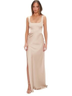 Show Me Your Mumu Lana Maxi Dress Womens XS Champagne Luxe Satin